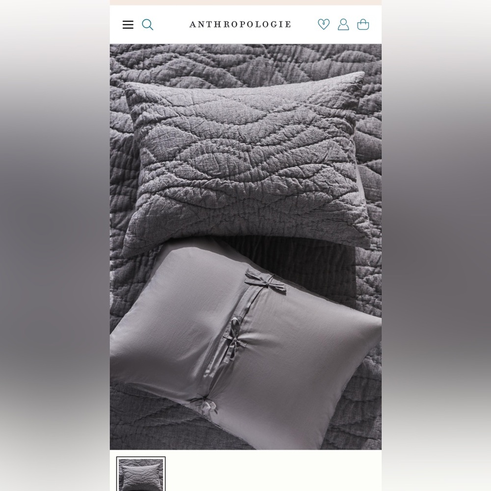 Anthropologie Alora Cotton Cashmere Quilted standard pillow shams (2)